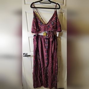 SHEIN‎ FIT+ Size 24 Maroon Split Thigh Bohemian Set